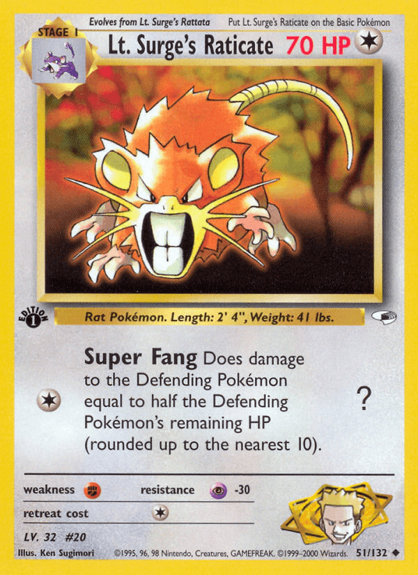 Lt. Surge's Raticate [1st Edition]